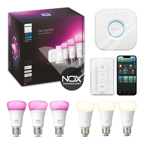 Imagen 1 de 10 de Kit De Inicio Philips Hue White Color Luz Color + 3 White