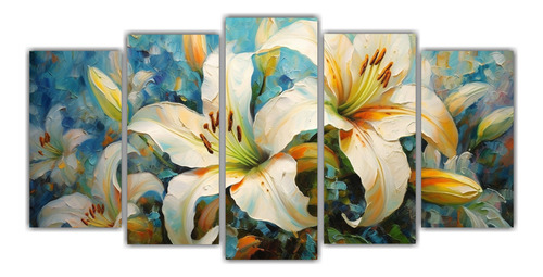 Cinco Canvas Modernos Hibisco Minimalistas 150x75cm