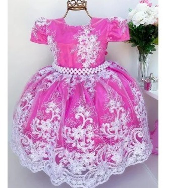 Vestido Rosa Infantil Casamiento Cumpleaño Lujo Fiestas