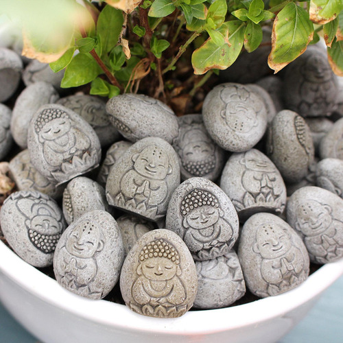 20pcs Artifical Stone Buddha Relief Figurines Path Ornament