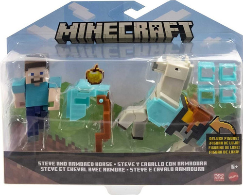 Figuras Pack Minecraft Steve Y Caballo Con Armadura Deluxe