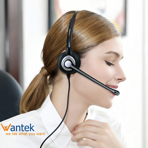 Auriculares Duales Con Cable Wantek Con Micrófono Con Cancelación De Ruido Y Diadema De Ajuste Ajustable Para iPhone Samsung Huawei Htc LG Zte Blackberry Y Teléfonos Inteligentes Con Conector De 3,5
