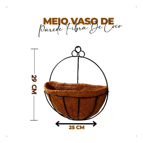 6 Meio Vaso De Parede Fibra De Coco Meia Lua Parede Orquidea