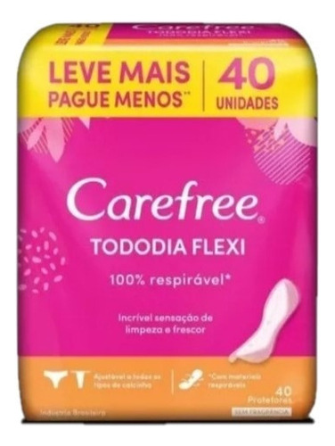 Protetor Diário Carefree Tododia Flexi Sem Fragrância 40 Un