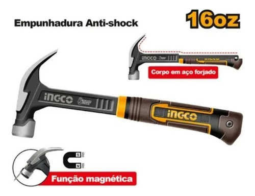 Martelo Unha Ingco Antivibracao Com Cabo Fibra - Hch81016l