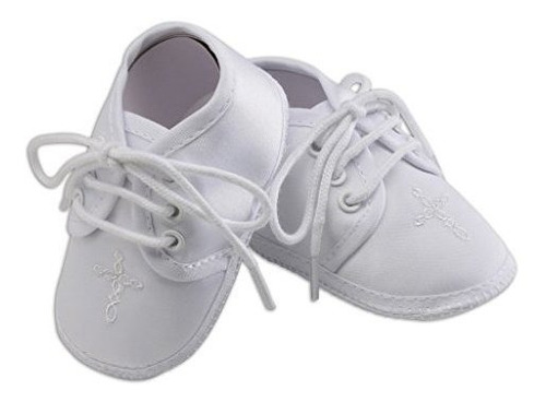 Paisley Keepsake Bautizo Blanco Zapatos De Bebe Con Adorno C