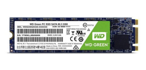 Hd Ssd M.2  Wd Green M2 Sata 480gb 2280 Wds480g2g0b Novo