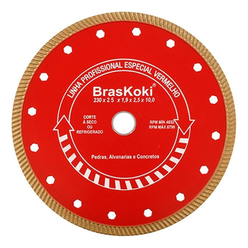 Disco Diamantado Braskoki 230mm Turbo Jet Profissional Seco