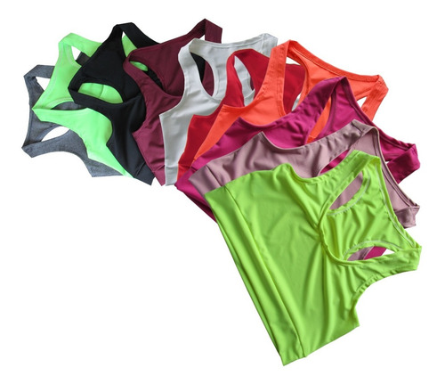 Imagem 5 de 9 de Kit 5 Top Cropped Feminino Suplex Fitness Academia Treino