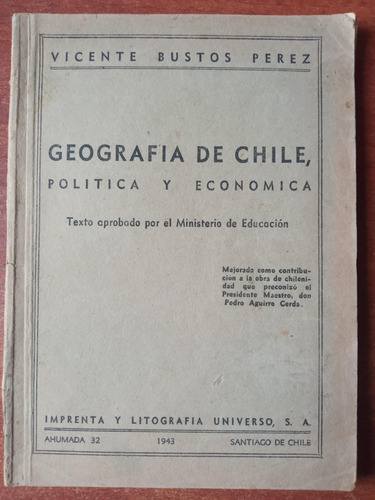 Geografía De Chile, Política Y Económica. Bustos Pérez, V.