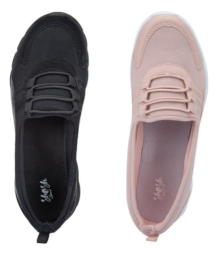 Kit 2 Pares Tenis Mujer Confort Juveniles Rosa/negro