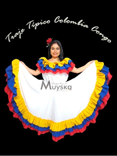 Traje Típico Cumbia Colombia Blanco Tallas 2-4 Niña