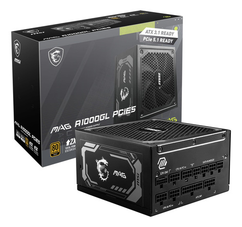Fuente De Alimentación Msi Mag A1000gl Pcie 5 1000w 80 Plus