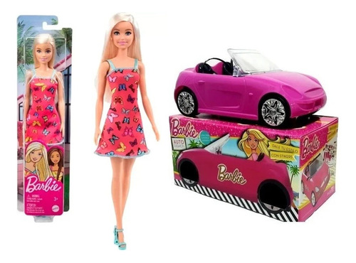 Muñeca Barbie Básica Mattel Original Y Auto De Paseo