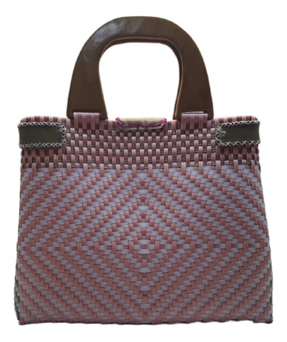 Bolso Tejido A Mano Auténtico Colorido Artesanal Toquilla Color Rosa