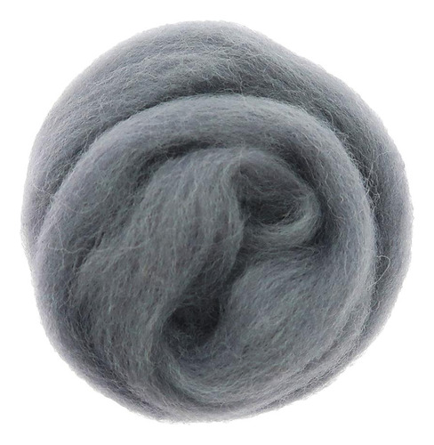 Hwa Fibra De Lana For Hilar A Mano, 10 G, For Muñeca Gris