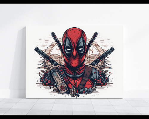 Arte De Pared Dibujos Deadpool Para Comedor 75x50cm