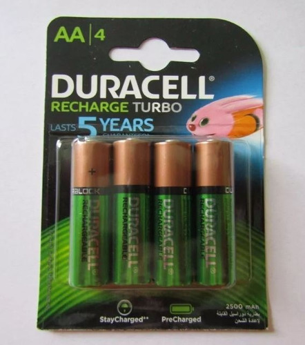 Pilhas Duracell Cartela Com 4 Pilha Aa Recarregável 2500mah