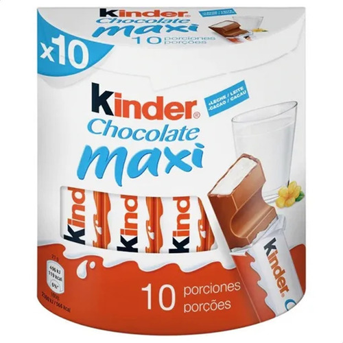 Imagen 1 de 6 de Barra Chocolate Kinder Maxi X10 210g Leche Golosinas
