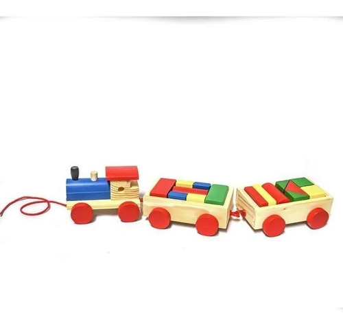 Tren Juguete Figuras Geométricas Madera Didáctico Montessori
