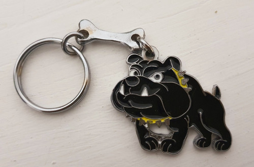 Perro Bulldog Negro Precioso Llavero Metalico Perro 0183