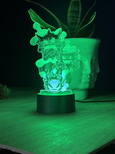 Lampara Led 3d Gengar Pokemon Base Con Luz 16 Colores