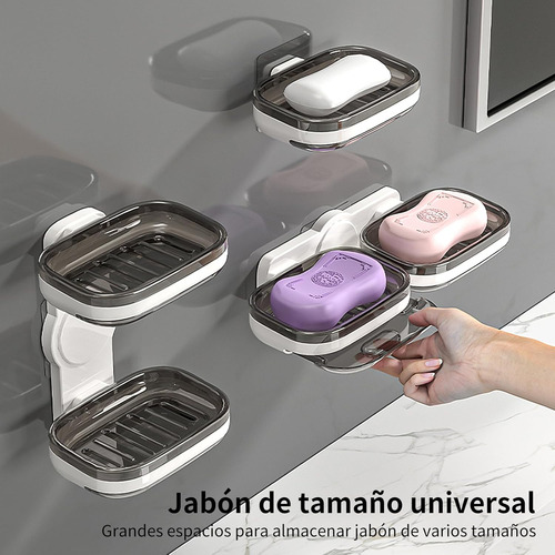 Jabonera Para Pared De Ducha, Doble Capa Para Baño