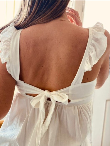 Imagen 2 de 5 de Blusa Broderie Y Fibrana Con Lazo Mujer Maldivas