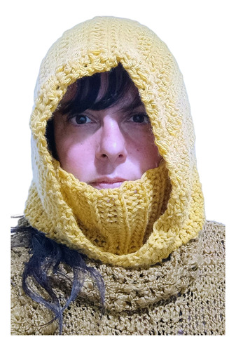 Cuello Capucha Gorro Balaclava Tejido Crochet Lana Mujer Maiz Tejido Único