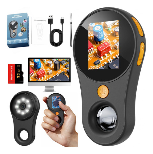 Microscopio De Bolsillo Digital Usb 500x Video Foto Pantalla Negro