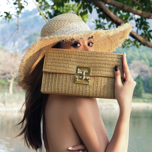 H Bolso De Noche De Paja Para Mujer