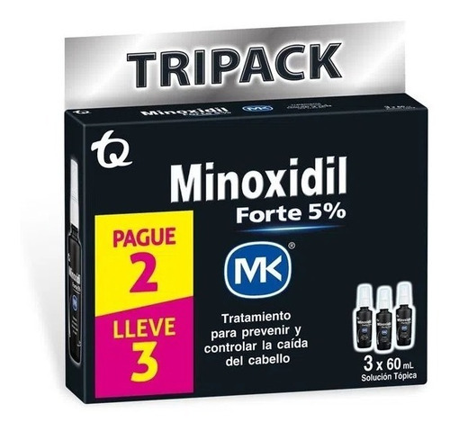 Imagen 3 de 4 de Pack Minoxidil 5% Forte Mk X 3
