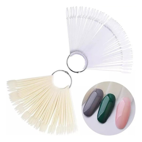 Muestrario Abanico De 50 Uñetas Para Practicar Manicure Color Transparente