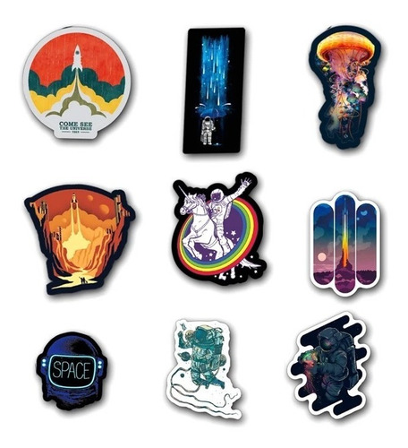 50 Stickers Calcomanias Cool Astronauta Nasa Piloto Planeta