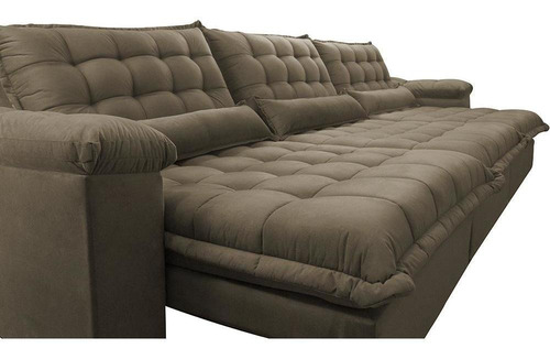 Sofá Retrátil e Reclinável 3,22m com Molas Ensacadas Cama inBox Aconchego Tecido Suede Castor