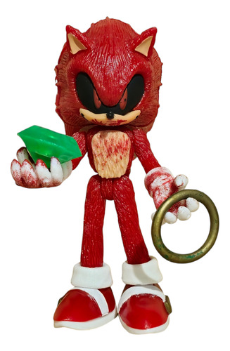 Figura Red Sonic Exe Con Aro Y Diamante
