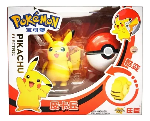 Pikachu Pokemon - Entra Na Pokebola Articulado Na Caixa