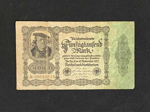 Imagen 2 de 4 de Alemania - 50000 Marks - Año 1922 - P #79 - Hiperinflación