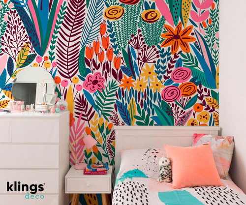 Vinilos Decorativos Mural Dibujo Flores Abstarcto Colores