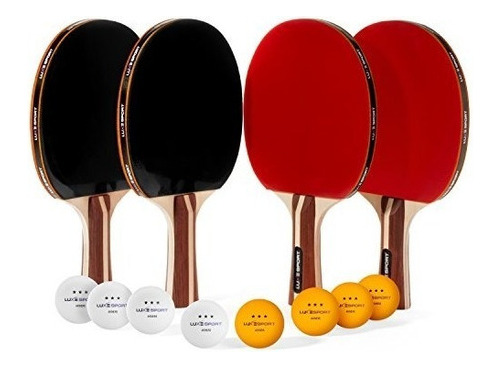 Juego De Palas Ping Pong 4 Raquetas Paletas De Tenis De Mesa