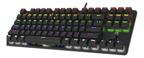 Teclado Gamer Hp Gk200 Qwerty Hp Blue Español Color Negro