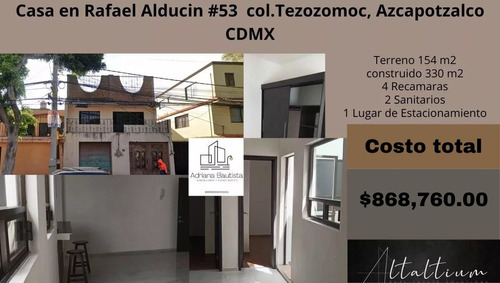  Casa En La Delegación Azcapotzalco, Col. Tezozómoc, Calle Rafael Alducín No. 53.  Nb10-di