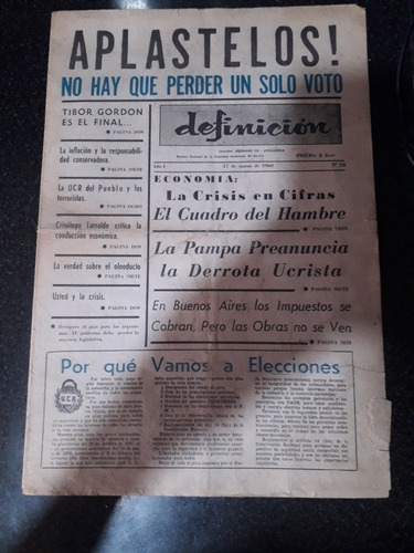 Diario Definición 17 3 1960 Ucr Avellaneda Tigre  (Usado)