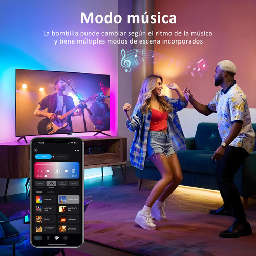 2 Focos Inteligente Lapurete's Wifi 9w 100v-130v Color Led Rgbcw Alexa Google Control Remoto Y Control Por Voz A Través De La Aplicación Surplife Bombilla Inteligente Wifi 2.4g Y Bluetooth
