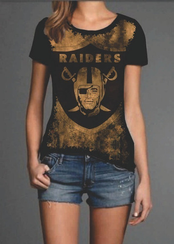 Camiseta Feminina Oakland Raiders Nfl  Eg Ao G3 Plus Size