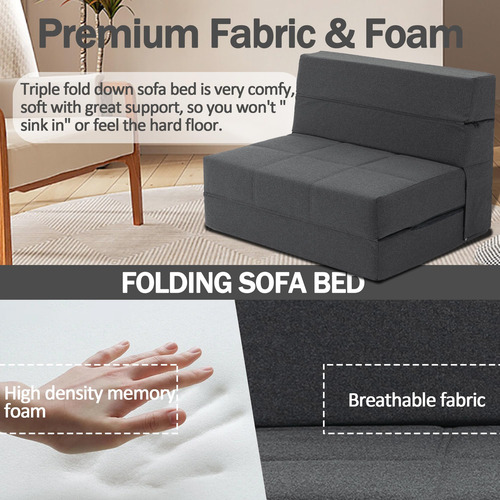 Sofá Cama Plegable Viscoelástico Gris Oscuro Para Sala Gris Oscuro Diseño De La Tela