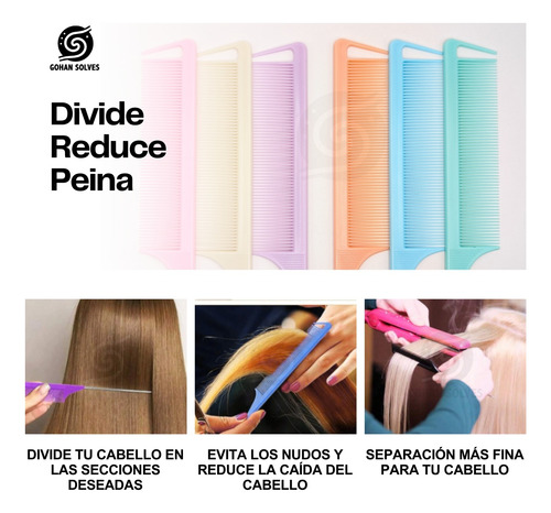 Peine Profesional Punta Metal Resistente Calor Micro-carbono Turquesa