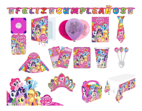 Kit Decoración Piñata Fiesta Infantil Pony Cumpleaños Econom