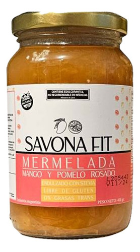 Mermelada Savona Fit Mango Y Pomelo Rosado Sin Azucar X 400g