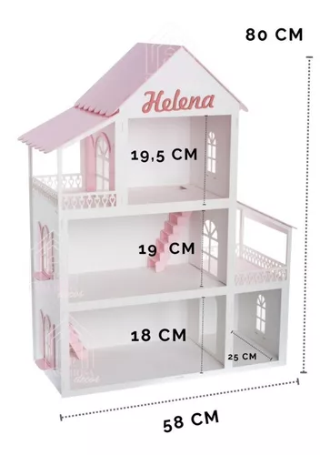 Casa Casinha P/barbie/polly/lol Grande 80cm + 25móveis Mdf em